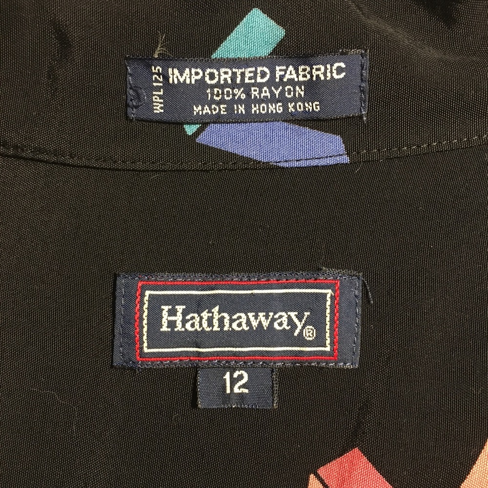 Vintage Hathaway Ribbon Print Button Down Size 12 - Picture 6 of 7